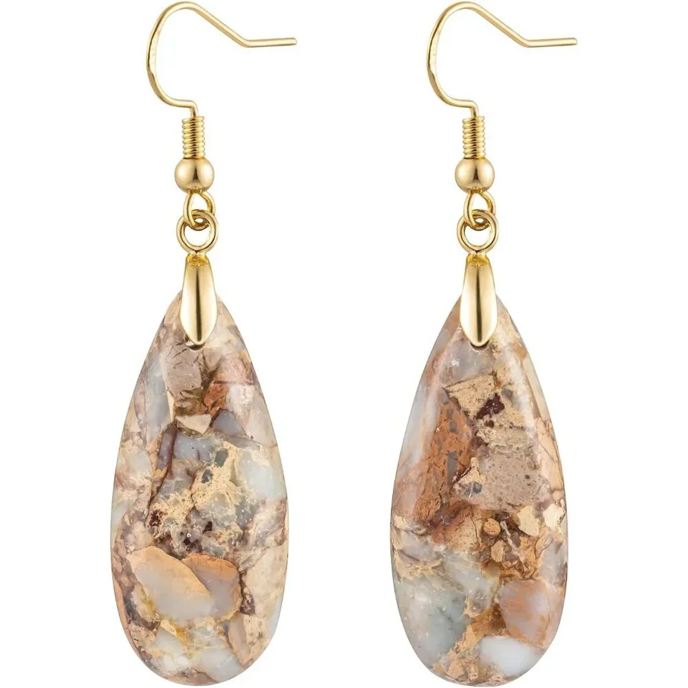 Stone Drop Earrings for Women Earrings Teardrop Jasper Stone Dangle Earrings